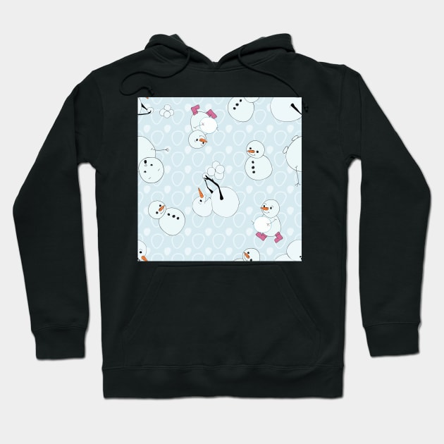 Cute Snowmen playing with snowballs during Hoodie by MegMarchiando